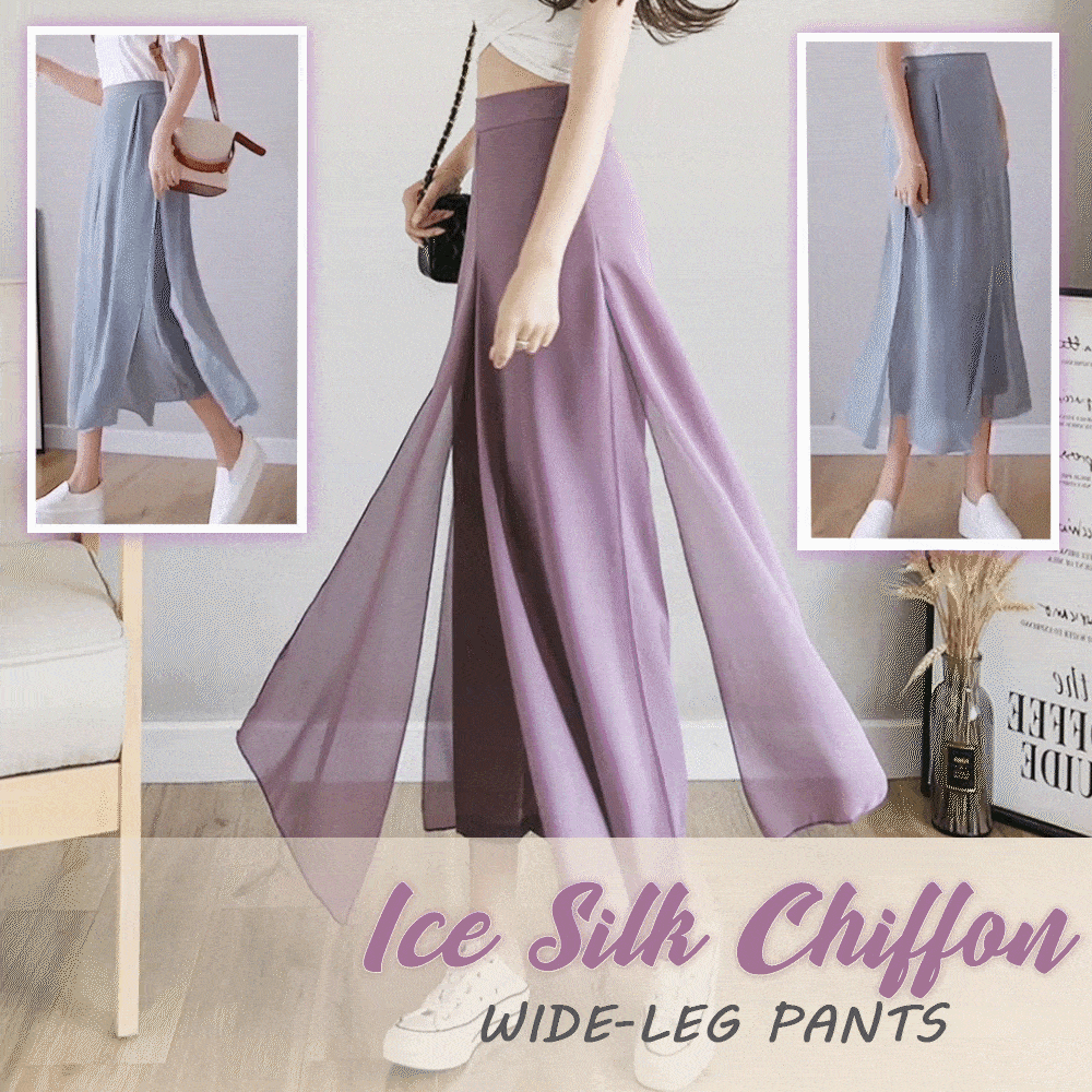Ice Silk Chiffon Wide-Leg Pants